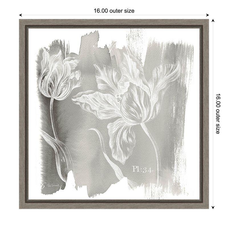 Amanti Art Water Wash I Neutral (Floral) by Sue Schlabach Canvas Wall Art Print Framed 16-in. x 16-in.