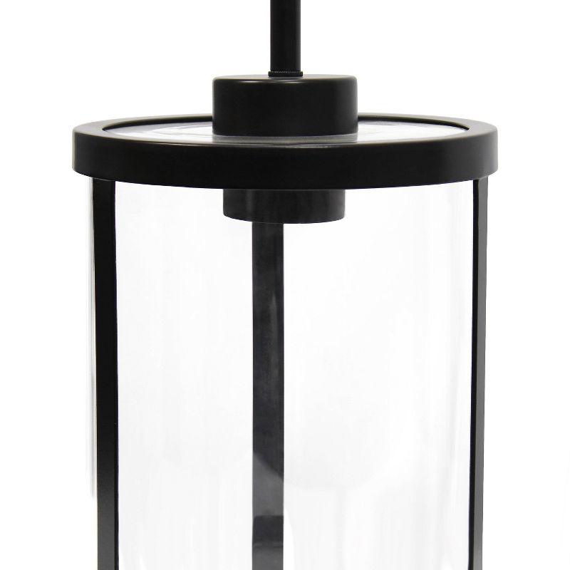 1-Light 9.25" Modern Farmhouse Adjustable Hanging Cylindrical Clear Glass Pendant Fixture with Metal Accent Black - Lalia Home: Industrial Style