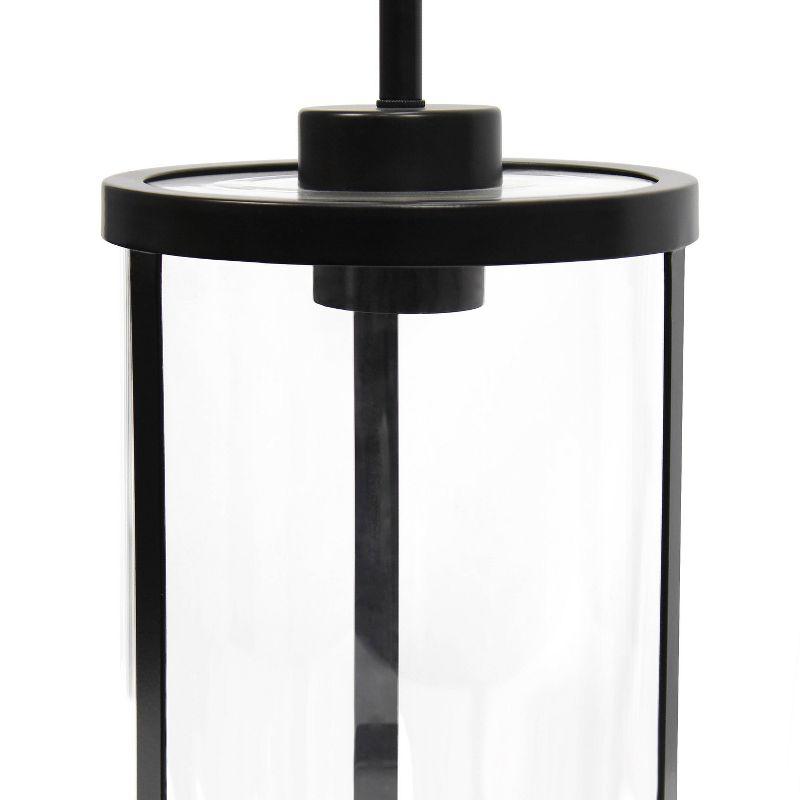 1-Light 9.25" Modern Farmhouse Adjustable Hanging Cylindrical Clear Glass Pendant Fixture with Metal Accent - Lalia Home