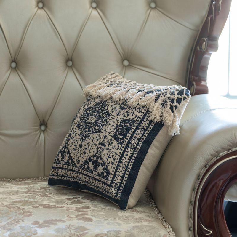 DEERLUX 16" Handwoven Cotton Throw Pillow Cover with Traditional Pattern and Tasseled Top without Cushion