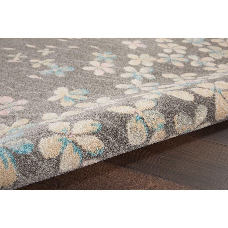 Nourison Tranquil 5'3" X 7'3" (5' x 7') Grey/Beige Area Rug Bohemian Botanical Vine and Bloom by Nourison
