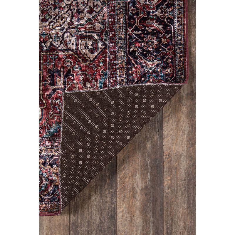 Karachi Burgundy and Blue Wool Rectangular Area Rug