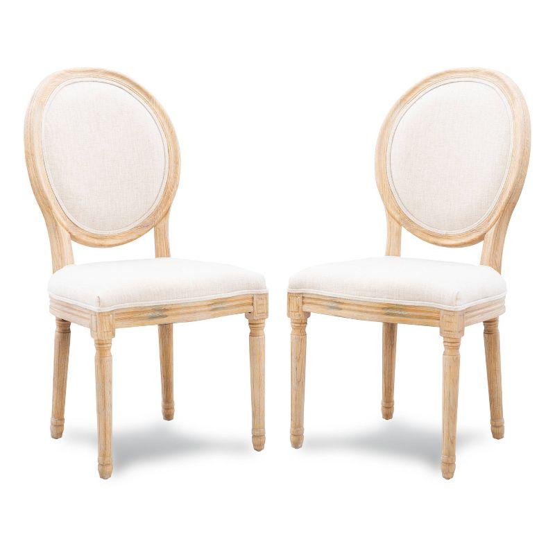 Set of 2 Manchester Upholstered Oval Back Chairs Natural - Linon