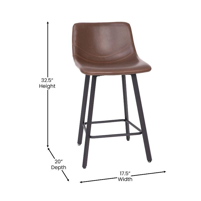 Emma and Oliver 2PK Faux Leather Upholstered 30" Bar Stools with Matte Metal Frames - Chocolate