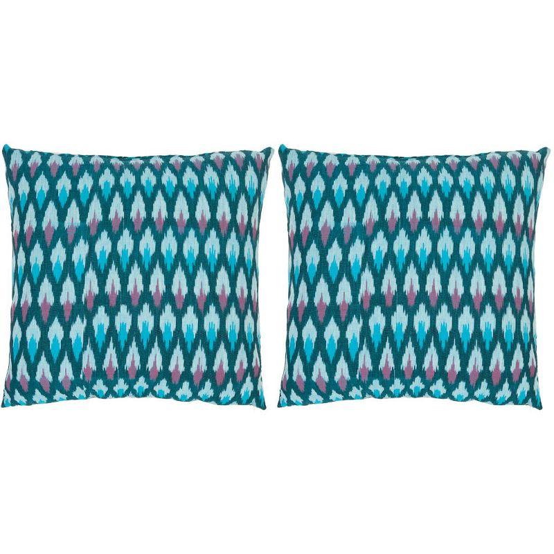 Ikat Embroidered Cotton Reversible Throw Pillow