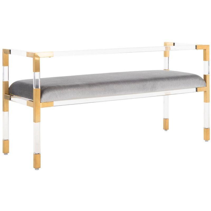 Elegant Transitional 50" Gray and Gold Acrylic Bench