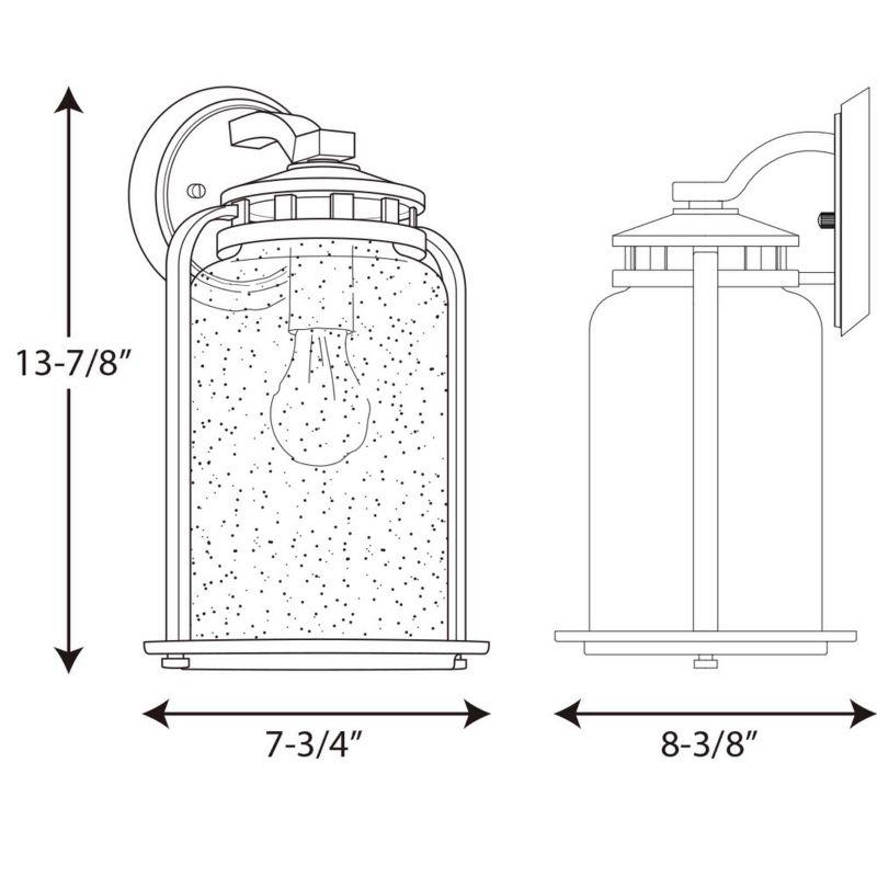 Progress Lighting Botta 1-Light Medium Wall Lantern, Antique Bronze, Clear Seeded Glass