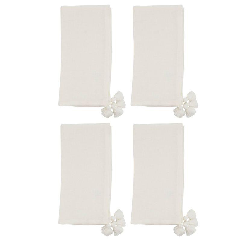 Tasseled Corners 4 Piece Linen Napkin Set