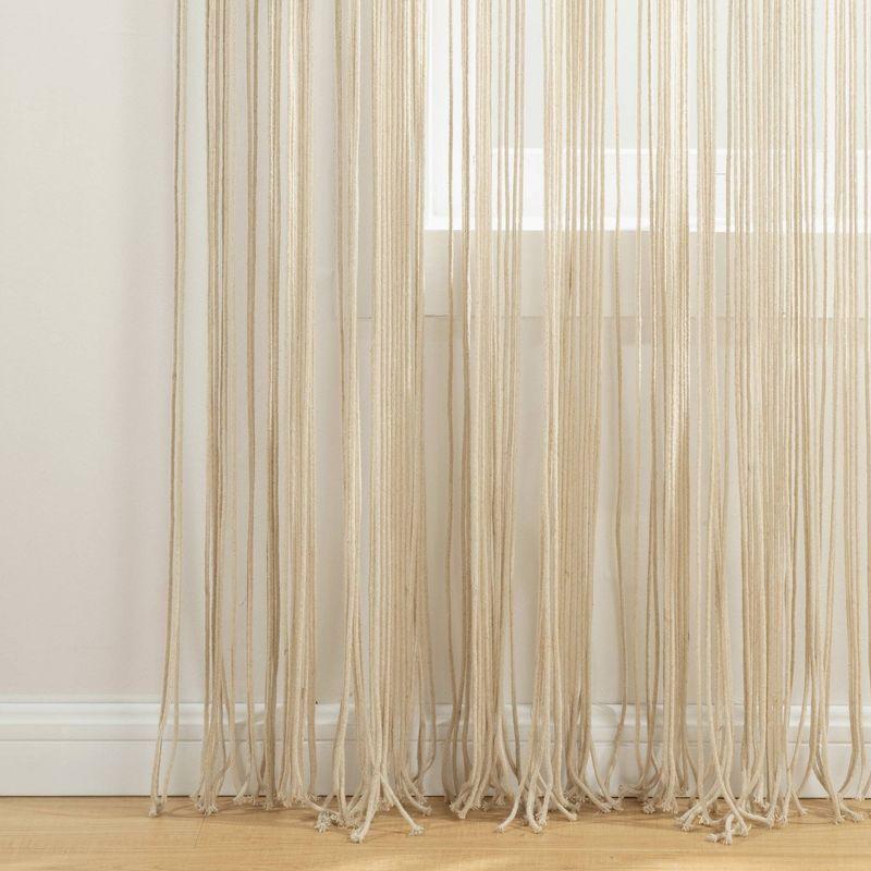 1pc 40"x84" Light Filtering Boho Macrame Tassel Curtain Panel Tan - Lush Décor