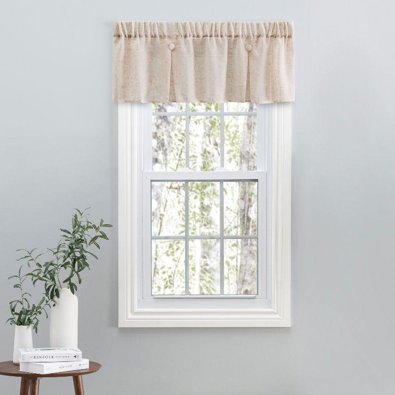 Natural Linen-Blend Pleated Button Valance