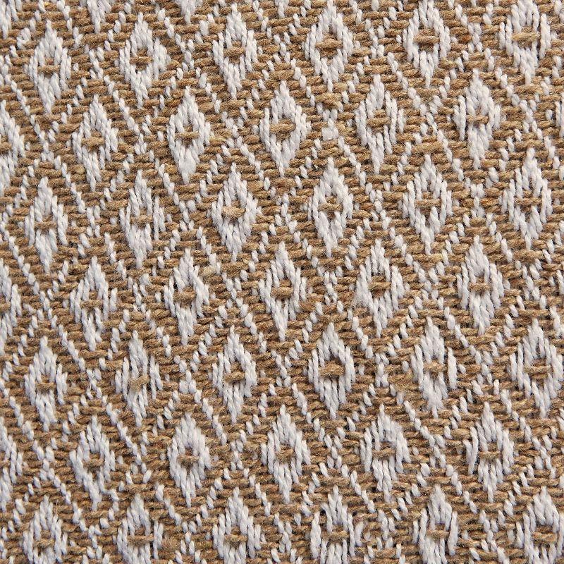 Design Imports  Mini Diamond Jacquard Fringe Table Runner, Stone, 15X72"