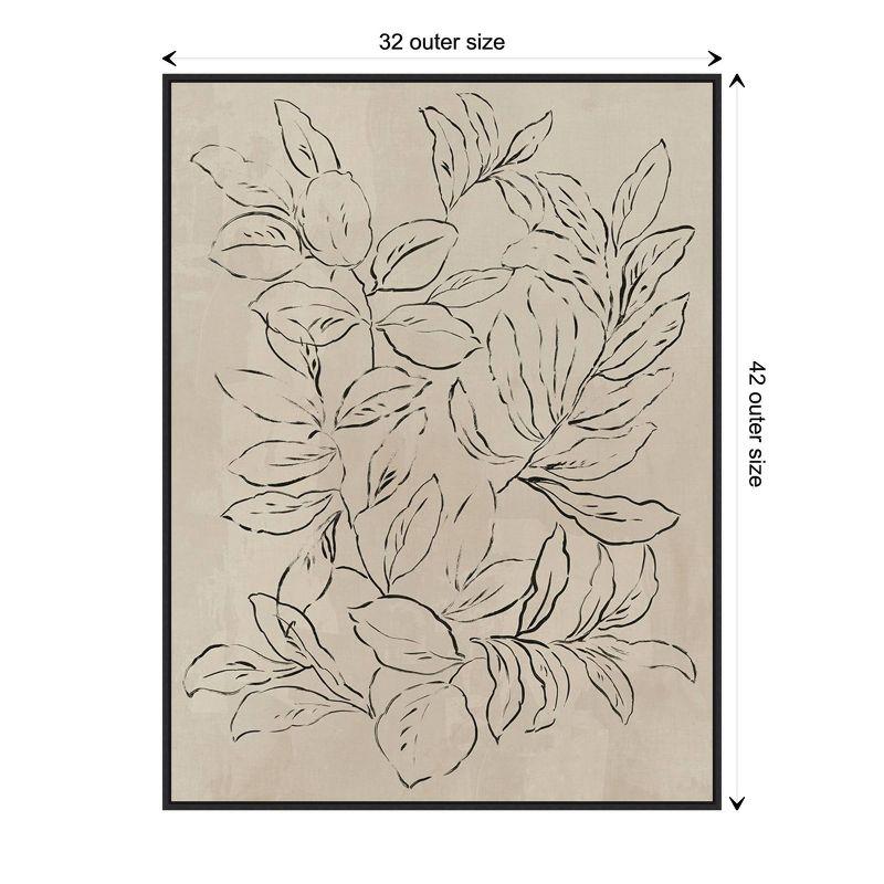 32" x 42" Outlined Leaves II by Asia Jensen Framed Canvas Wall Art Print - Amanti Art: Modern Botanical Lithograph