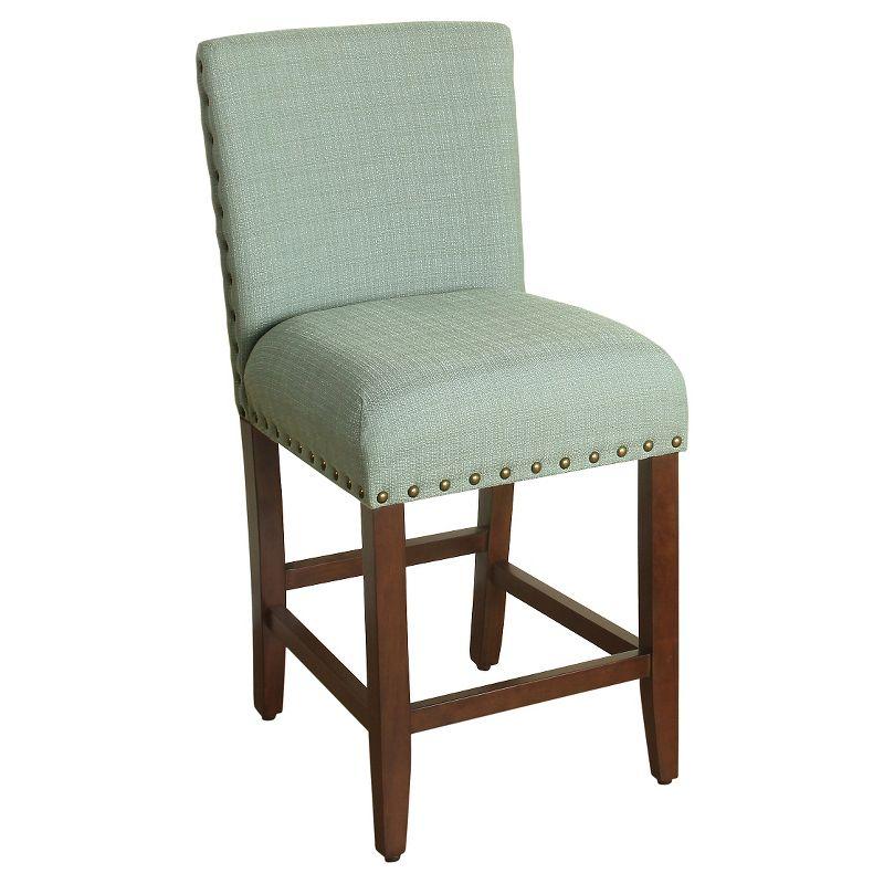 Seafoam Blue 24" Nailhead Trim Backless Wooden Counter Stool