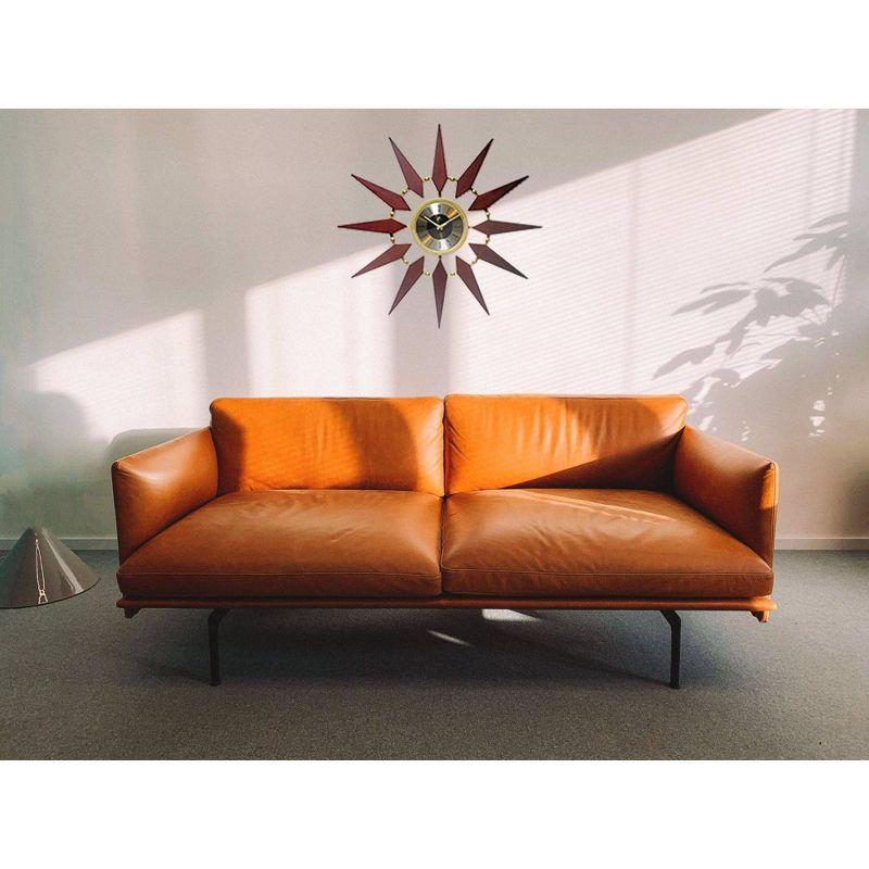 30" Metal Orion Wall Clock Walnut Brown - Infinity Instruments: Modern Analog, Indoor Use, Round Shape