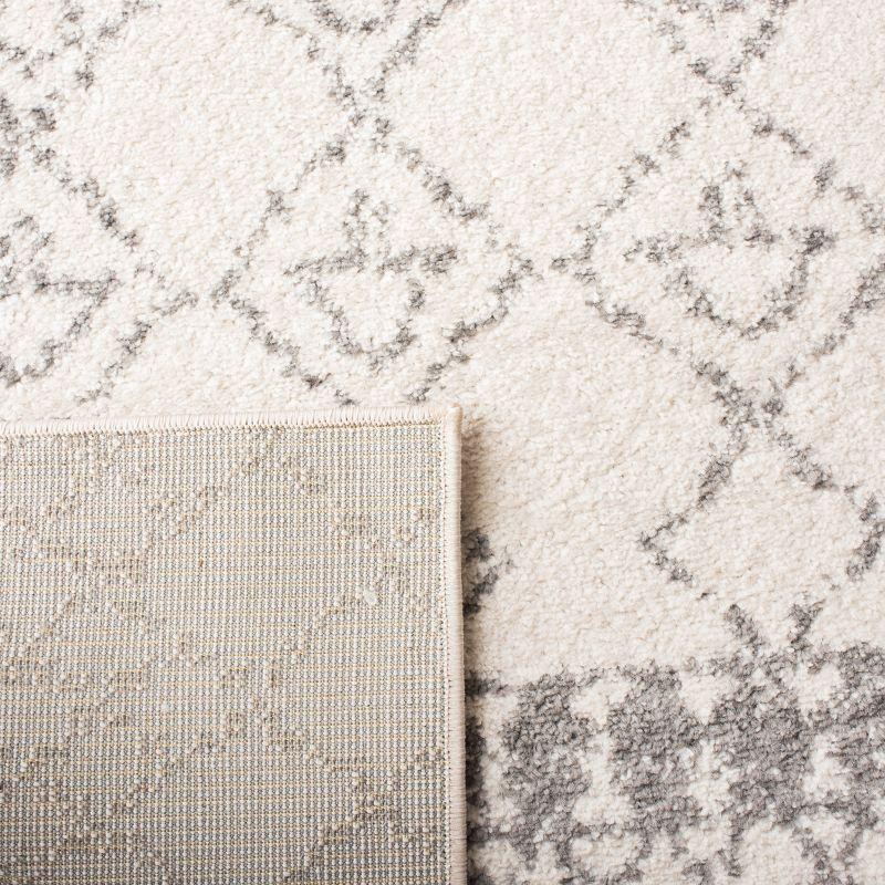 Ivory & Grey Moroccan Boho 3' Square Synthetic Area Rug