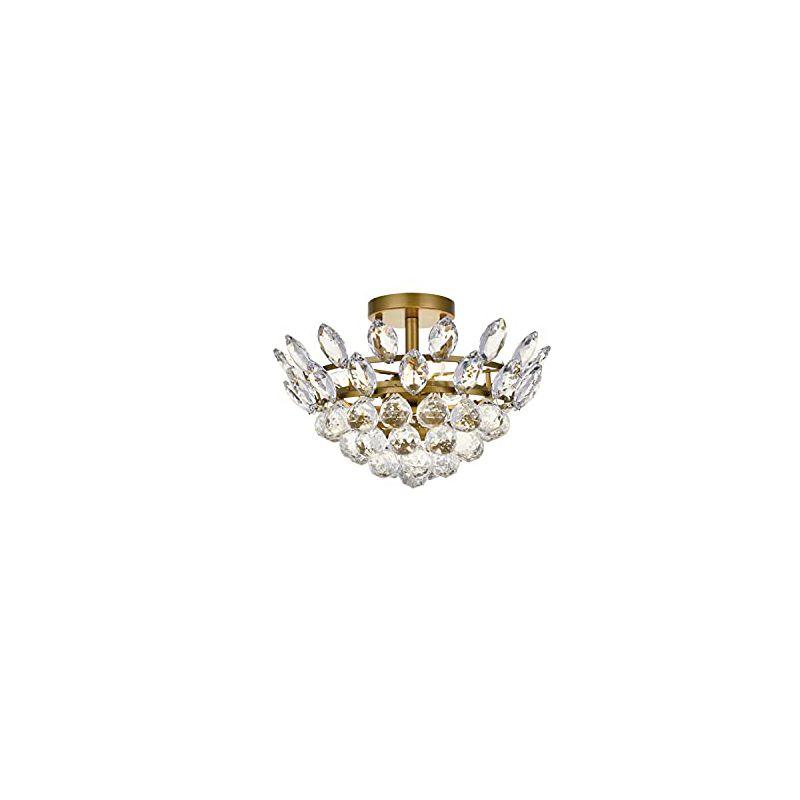 Emilia 14" Brass and Crystal Flush Mount Light