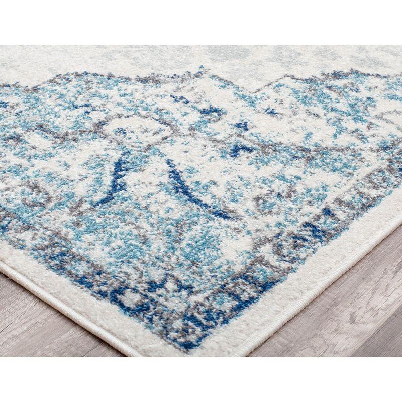 Rugs America Harper HY50G Bluebonnet Transitional Vintage Area Rug for Dining Room Rug Neutral Rug Living Room Rug Kitchen, 2'6"x4'