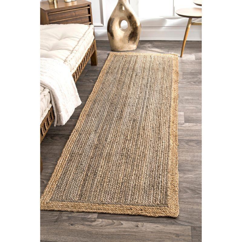 Handwoven Eleonora Gray Jute 2'6" x 6' Reversible Runner Rug