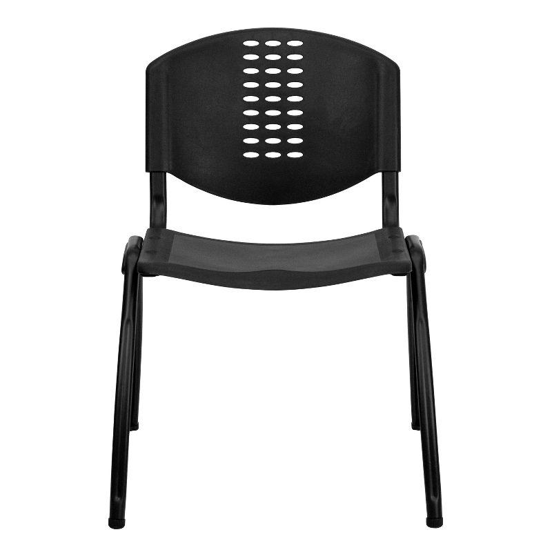 Flash Furniture HERCULES Series 880 lb. Capacity Black Plastic Stack Chair with Oval Cutout Back and Black Frame