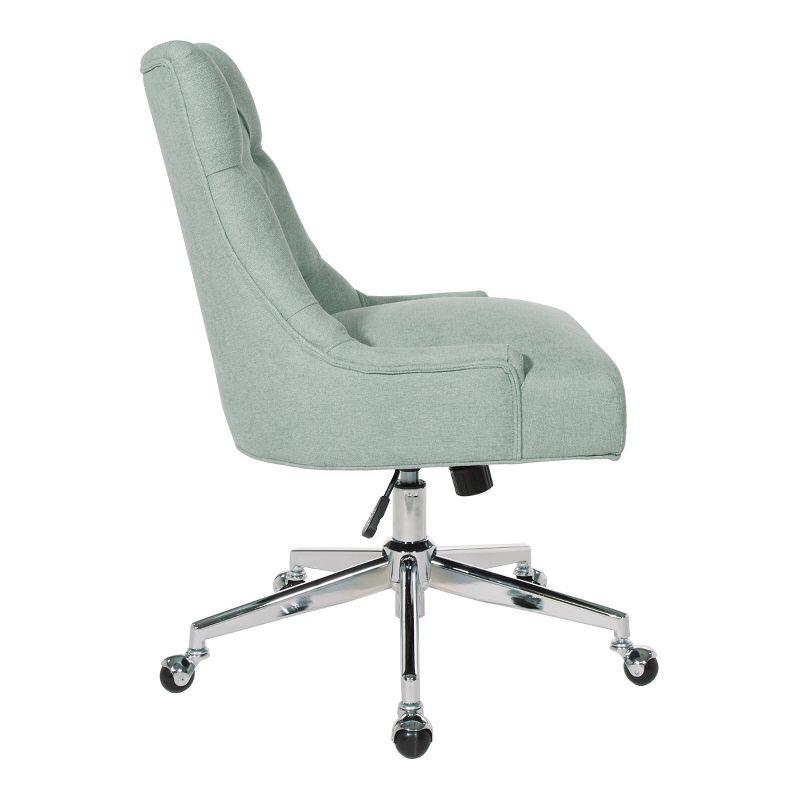 Amelia Office Chair Mint - OSP Home Furnishings: Ergonomic, Swivel, Chrome-Plated Frame, Adjustable Height