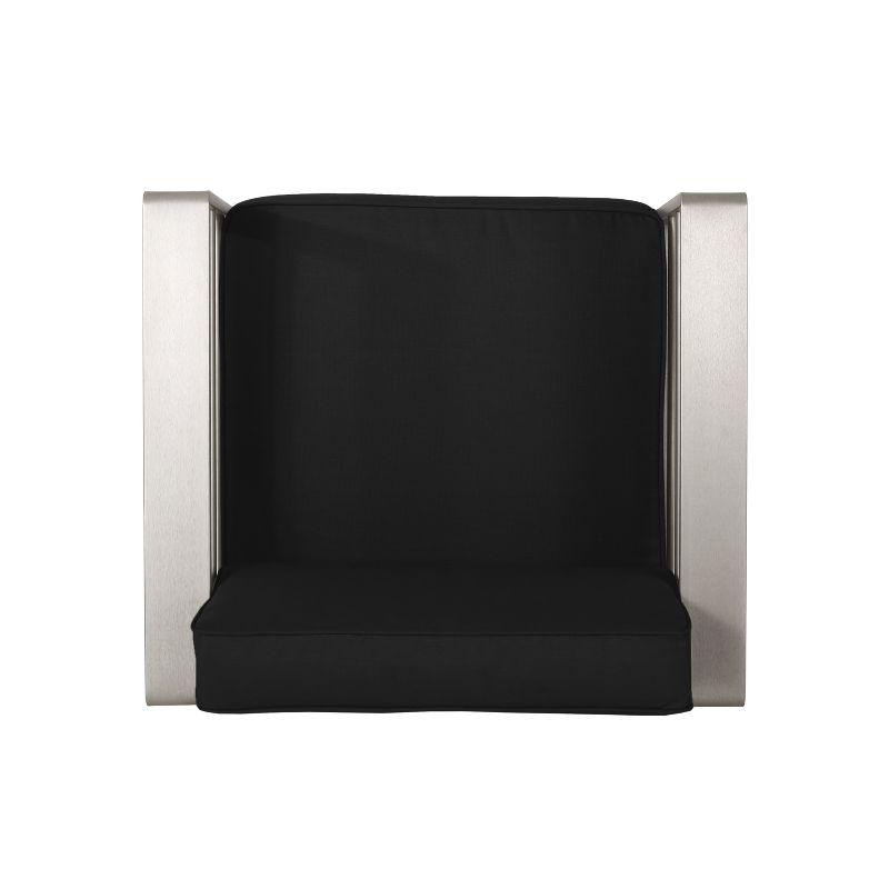 Christopher Knight Home Cape Coral Outdoor Aluminum Club Chairs with Sunbrella Cushions, Silver/Black