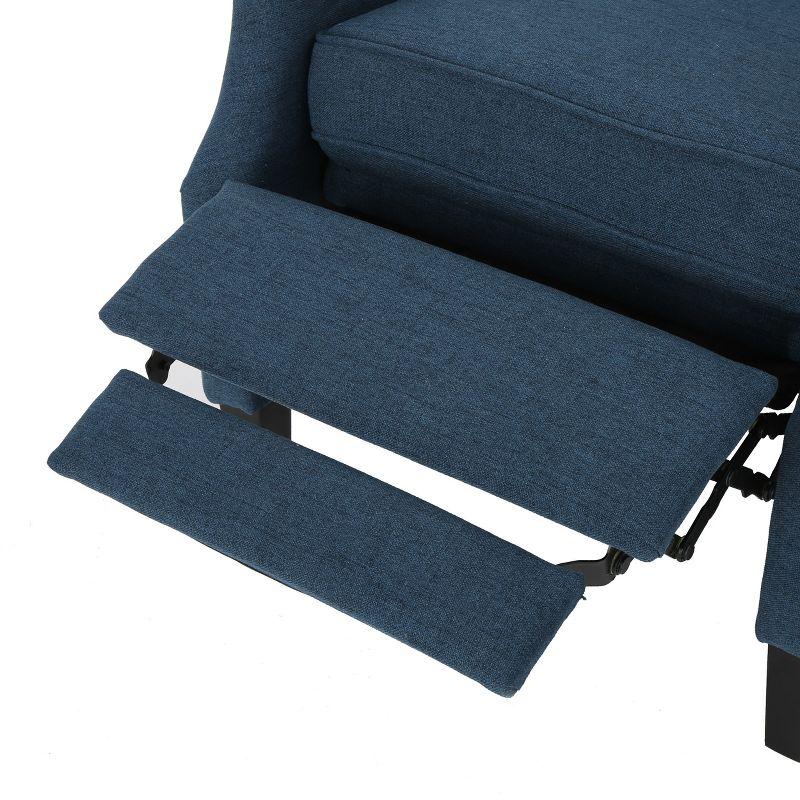 GDFStudio Weyland Contemporary Fabric Wingback Pushback Recliner with Nailhead Accents, Navy Blue