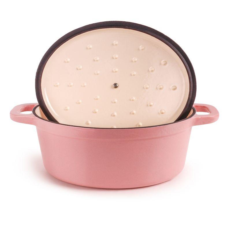 Pink Enameled Cast Iron Oval Dutch Oven, 5Qt