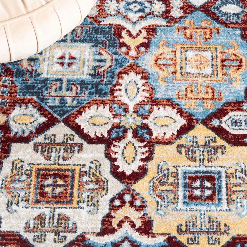 Bayside BAY102 Power Loomed Area Rug - Blue/Red - 6'7"x6'7" - Safavieh.