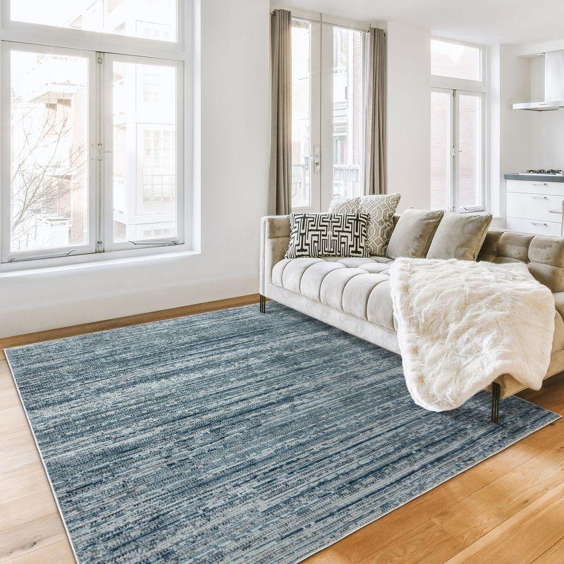 Blue and Gray Tufted Rectangular Synthetic Area Rug