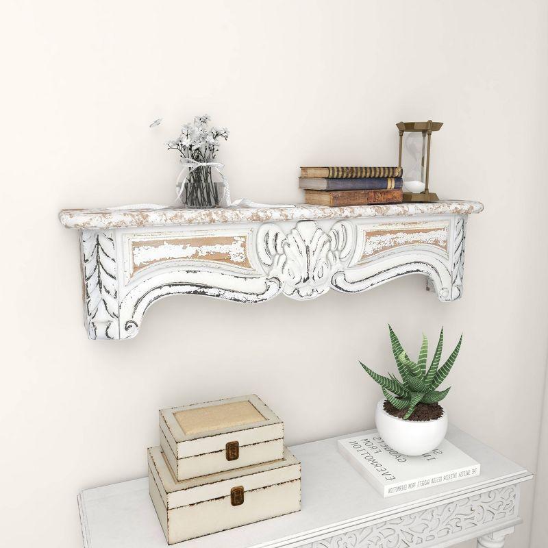 Goodland White Wood 1 Shelf Scroll Wall Shelf 36" x 6" x 9"