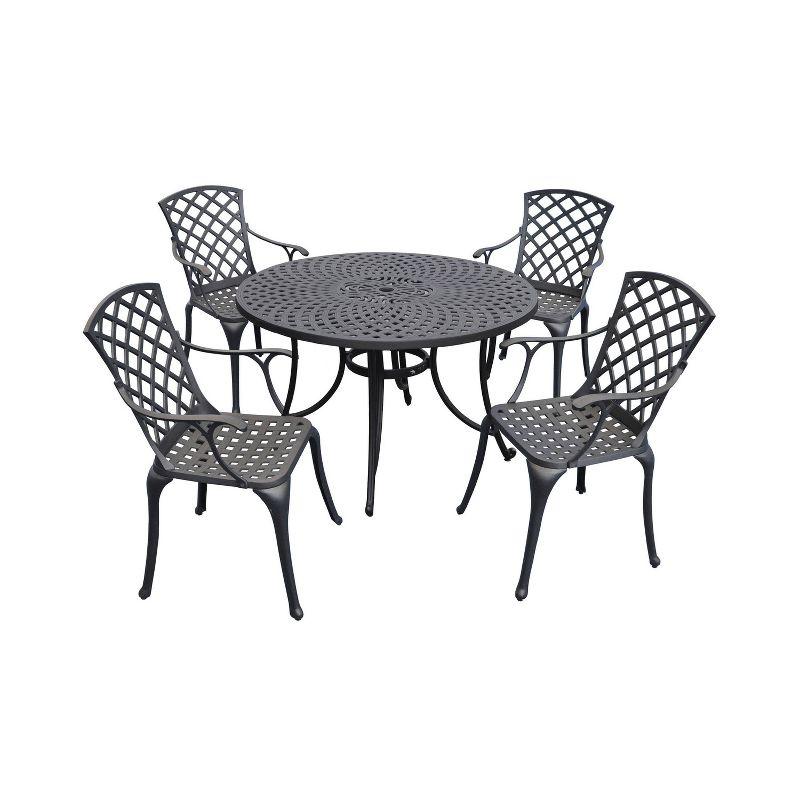 Sedona 51" Black Cast Aluminum 4-Person Outdoor Dining Set