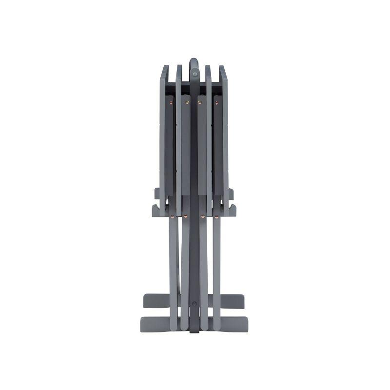 Linon 4pc 26.4" Compass Finish Plank Tray Tables with Storage Rack Dark Gray