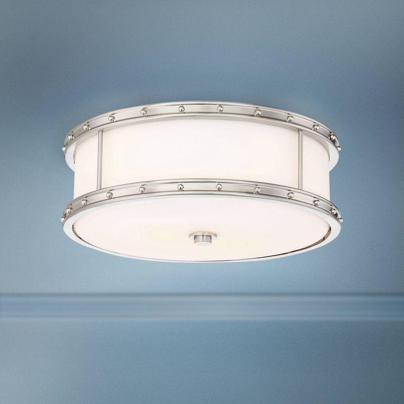 Minka Lavery Modern Ceiling Light Flush Mount Fixture 15 1/2" Brushed Nickel Dimmable LED Etched Opal Glass Shade for Bedroom Home