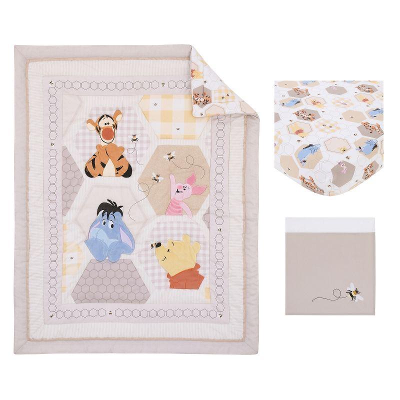 Disney NoJo Disney Winnie the Pooh Hugs and Honeycombs Patchwork with Piglet, Tigger and Eeyore 3 Piece Crib Bedding Set