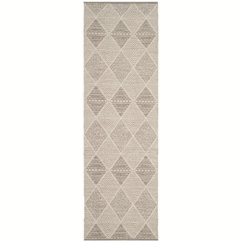 Makeda Casual Gray Cotton 27" Handwoven Runner Rug