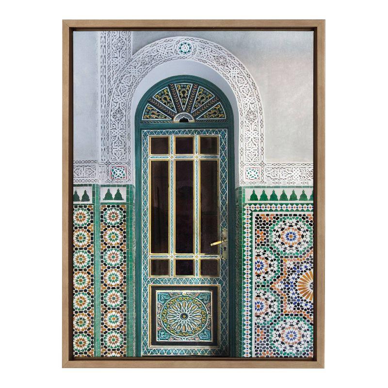 Morocco Essaouira Door Framed Canvas Wall Art, 18x24 Gold