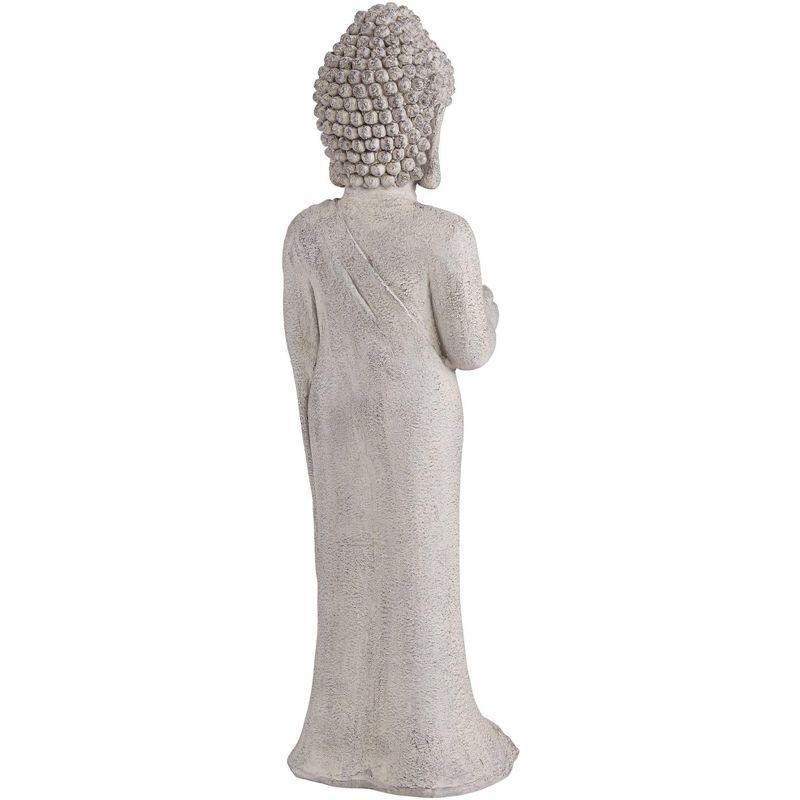 John Timberland Standing Buddha Statue Sculpture Zen Garden Decor Indoor Outdoor Front Porch Patio Yard Outside Home Balcony Gray Faux Stone 32" Tall