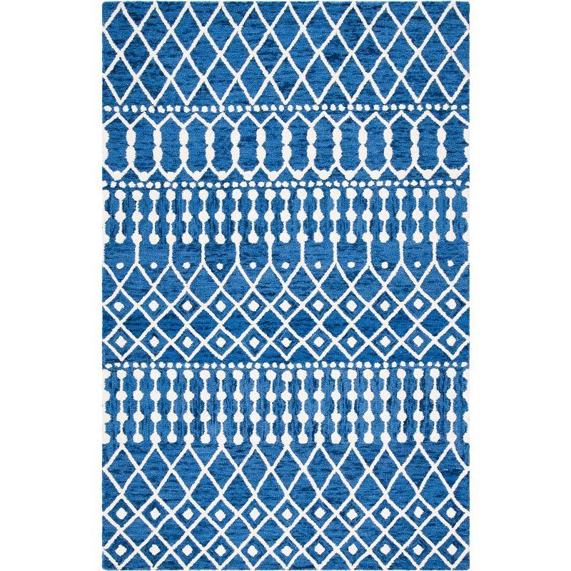 Blossom BLM115 Hand Tufted Area Rug - Navy/Ivory - 5'x8' - Safavieh.