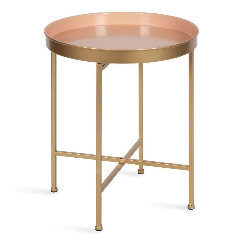 Kate and Laurel Celia Round Metal Side Table, 18.25x18.25x22, Pink and Gold