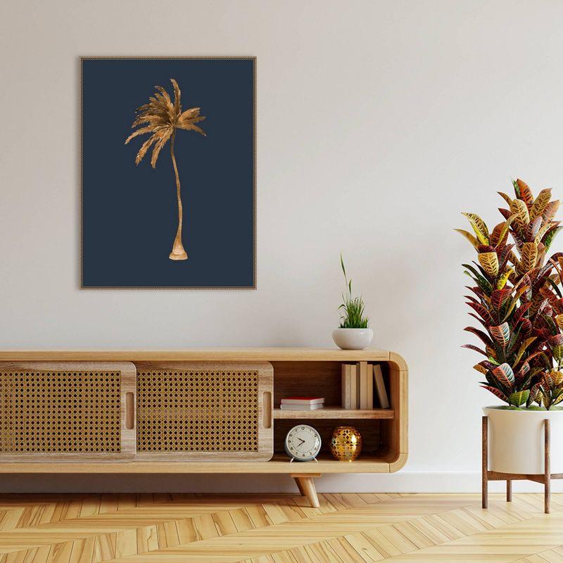 32"x42" Golden Palm IIII by Urban Road Framed Canvas Wall Art Print Bronze - Amanti Art: Coastal Decor, Tropical Ambiance