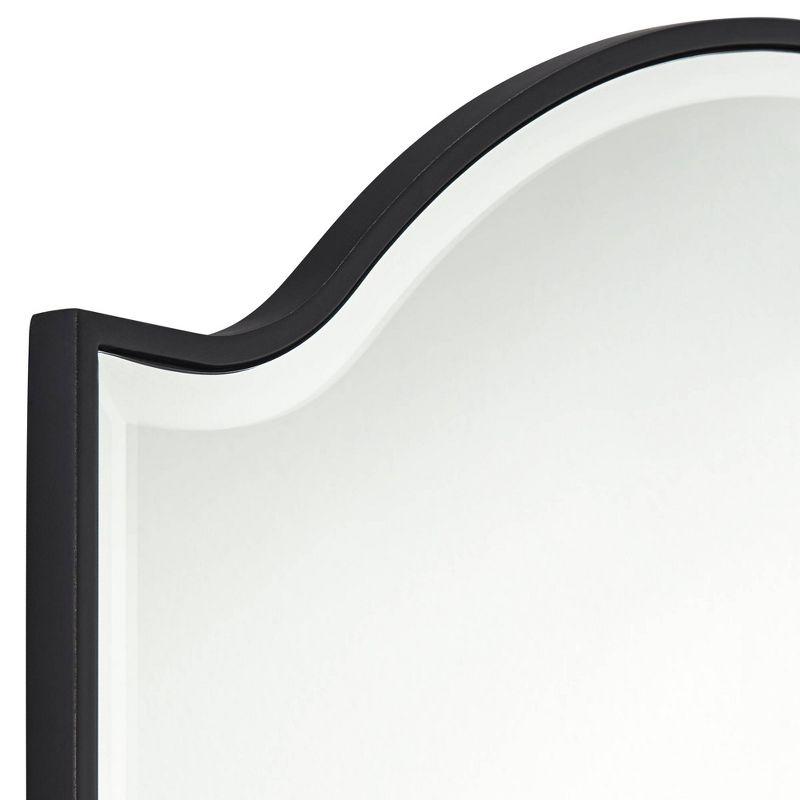 Noble Park Arch Top Square Vanity Decorative Wall Mirror Modern Industrial Beveled Matte Black Frame 31 1/2" Wide for Bathroom Bedroom Living Room