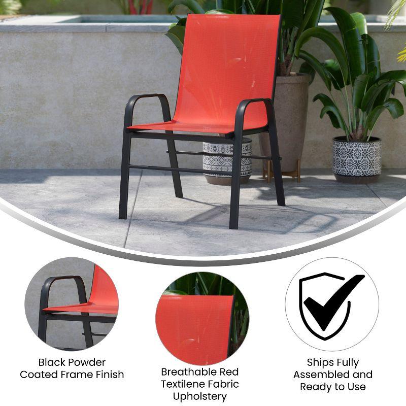 Flash Furniture 4 Pack Brazos Series Outdoor Stack Chair with Flex Comfort Material and Metal Frame