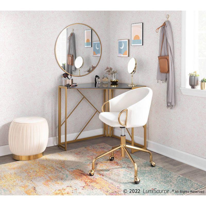 Claire Velvet Task Chair with Gold Armrests & Base, Adjustable Height - LumiSource