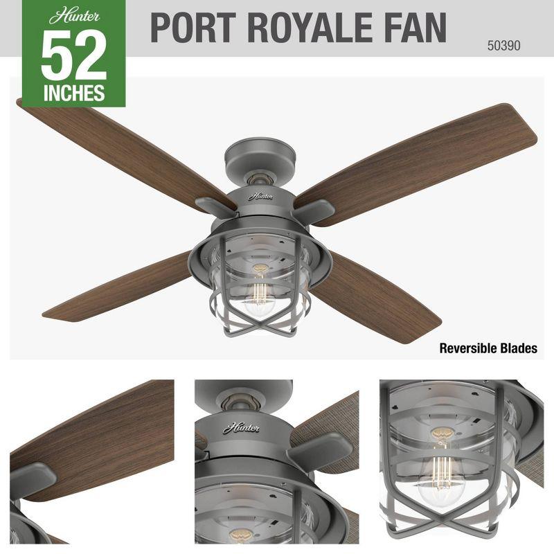 Matte Silver 52" Low Profile Ceiling Fan with LED Light and Remote