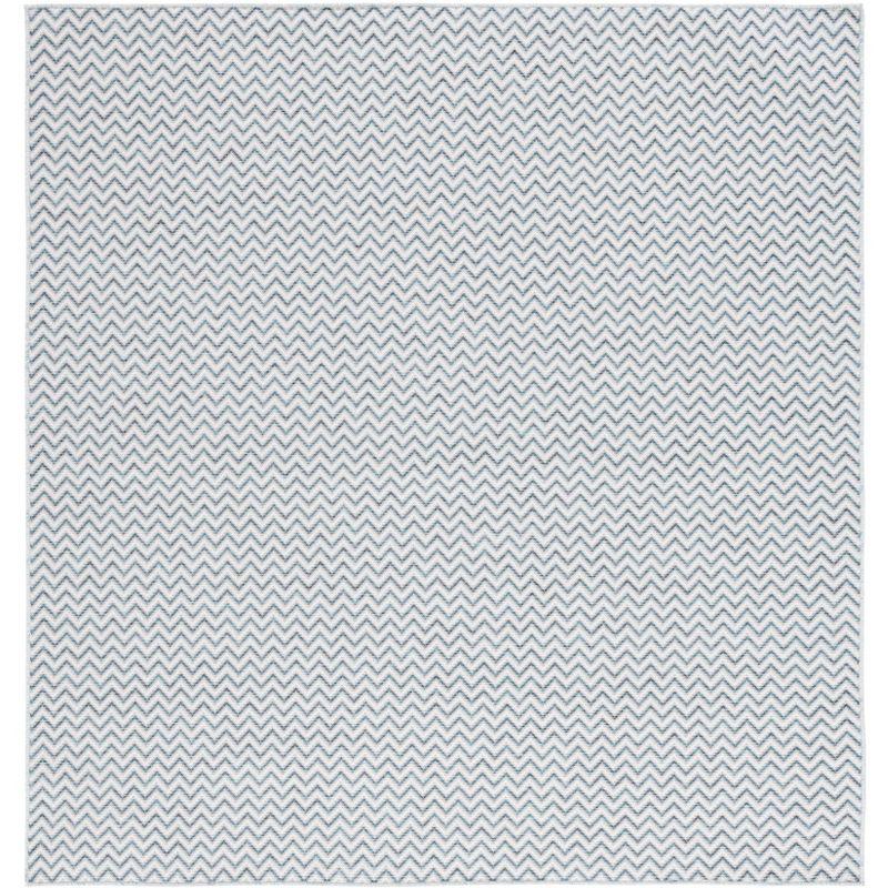 Hampton HTN231 Power Loomed Indoor/Outdoor Area Rug - Aqua Ivory/Multi - 6'5"x6'5" - Safavieh..