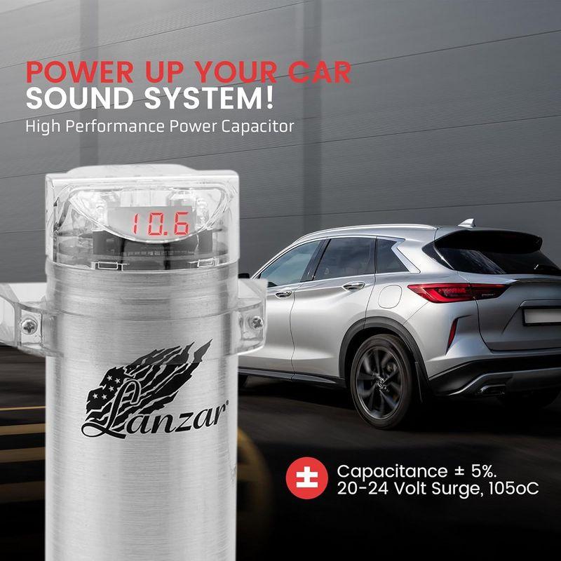 Lanzar 0.2 Farad Digital Power Capacitor - High-Performance Car Audio Accessory with Red Digital Display