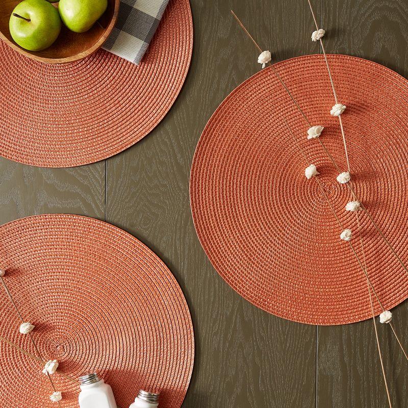 DII Solid Woven Placemat Set 6 Piece, Spice, 15" Dia