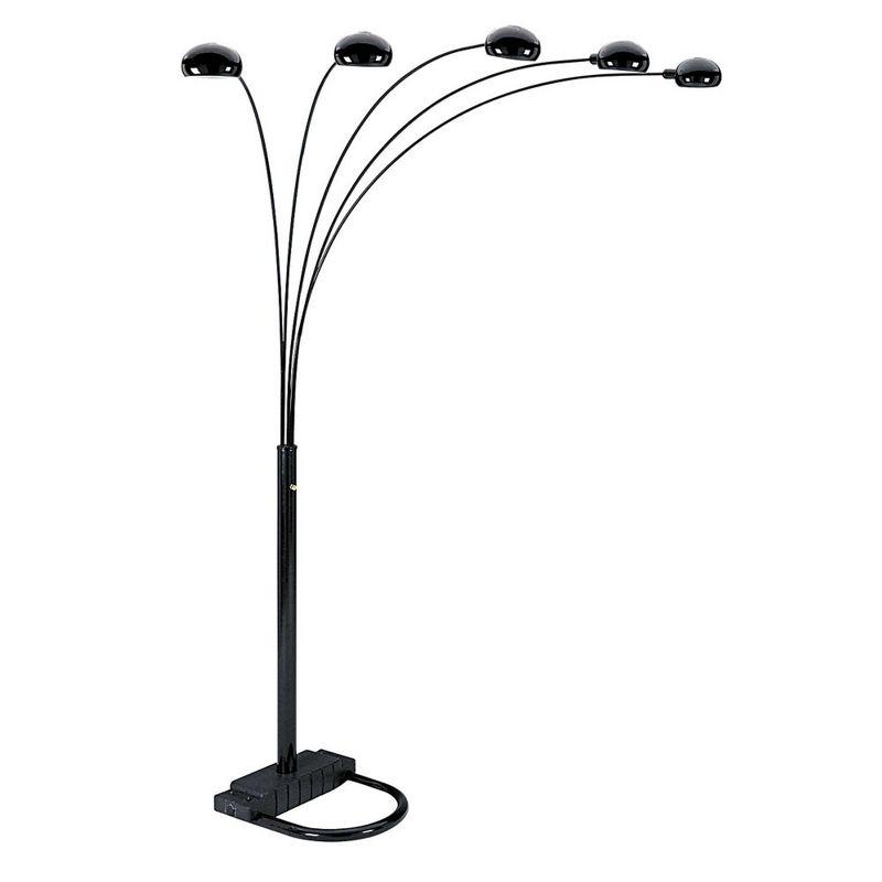 84" 5 Arm Arch Floor Lamp Black - Ore International: Modern Design, UL Listed