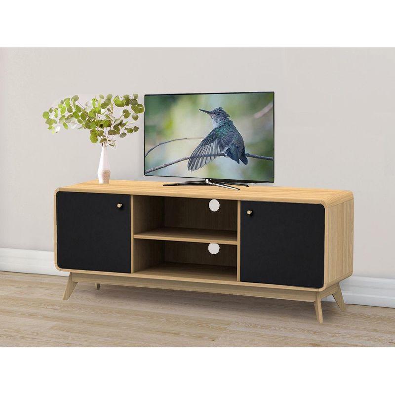 Ren Home Leva Scandinavian 2 Door Rounded TV Stand, Oak and Black