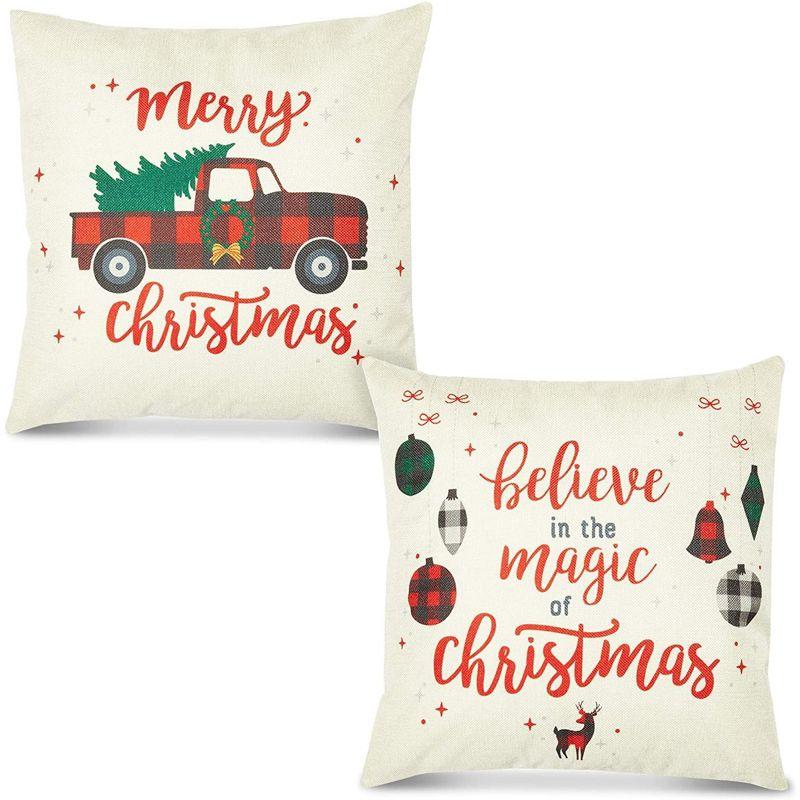 Farmlyn Creek Set of 6 Throw Pillow Covers for Christmas, 18 x 18 Inches, Xmas Decorative Throw Pillows, Ideal Christmas Gift